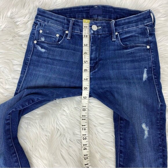 Mother Women The Looker Dark Graffiti Mid-Rise Skinny Designer Jeans W24-26/L29 - Picture 13 of 15